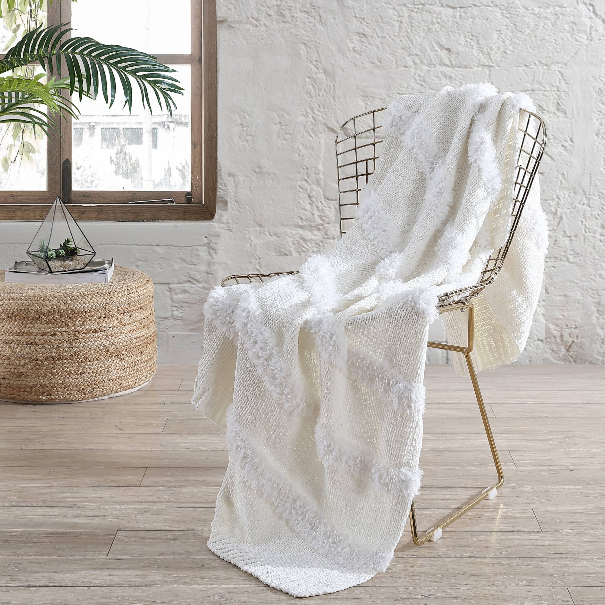 Farrah 50 x 60 Inch Throw: Ivory - HER Home Design Boutique